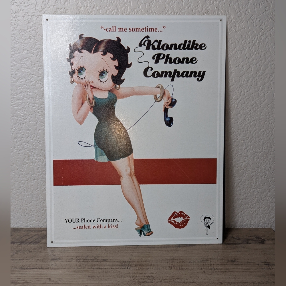 Betty Boop Metal Sign Call Me Sometime 12 x 16